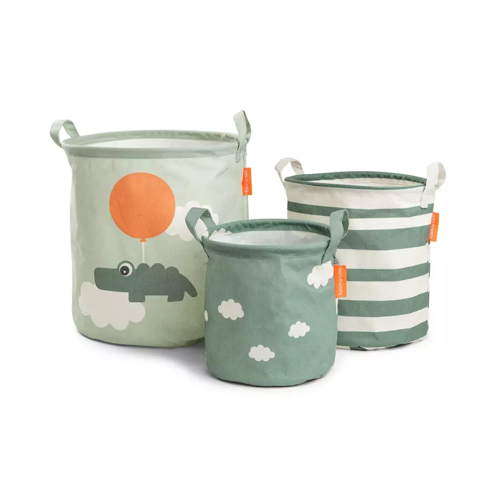 Oppbevaringssett Happy Clouds Green, 5712643043959, 5033583, Interiør, Barn, Done by Deer, Storage basket set 3 pcs Happy clouds Green