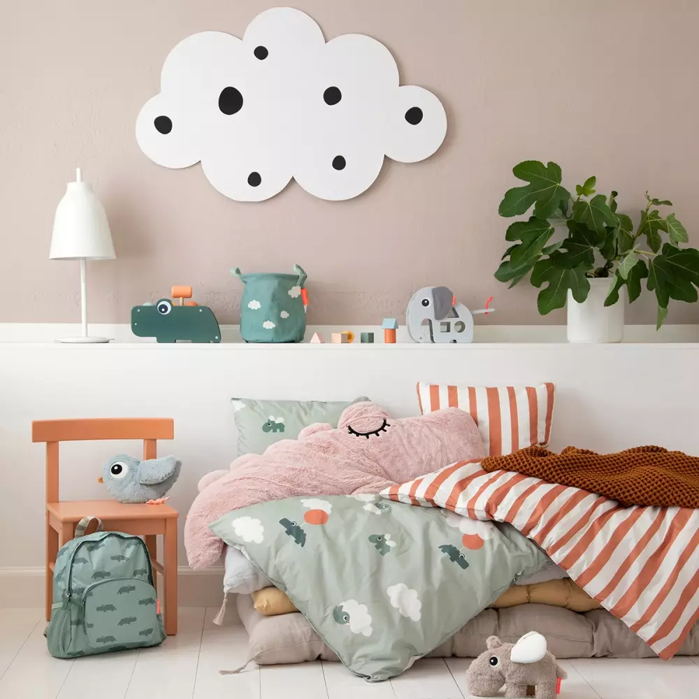 Oppbevaringssett Happy Clouds Green, 5712643043959, 5033583, Interiør, Barn, Done by Deer, Storage basket set 3 pcs Happy clouds Green