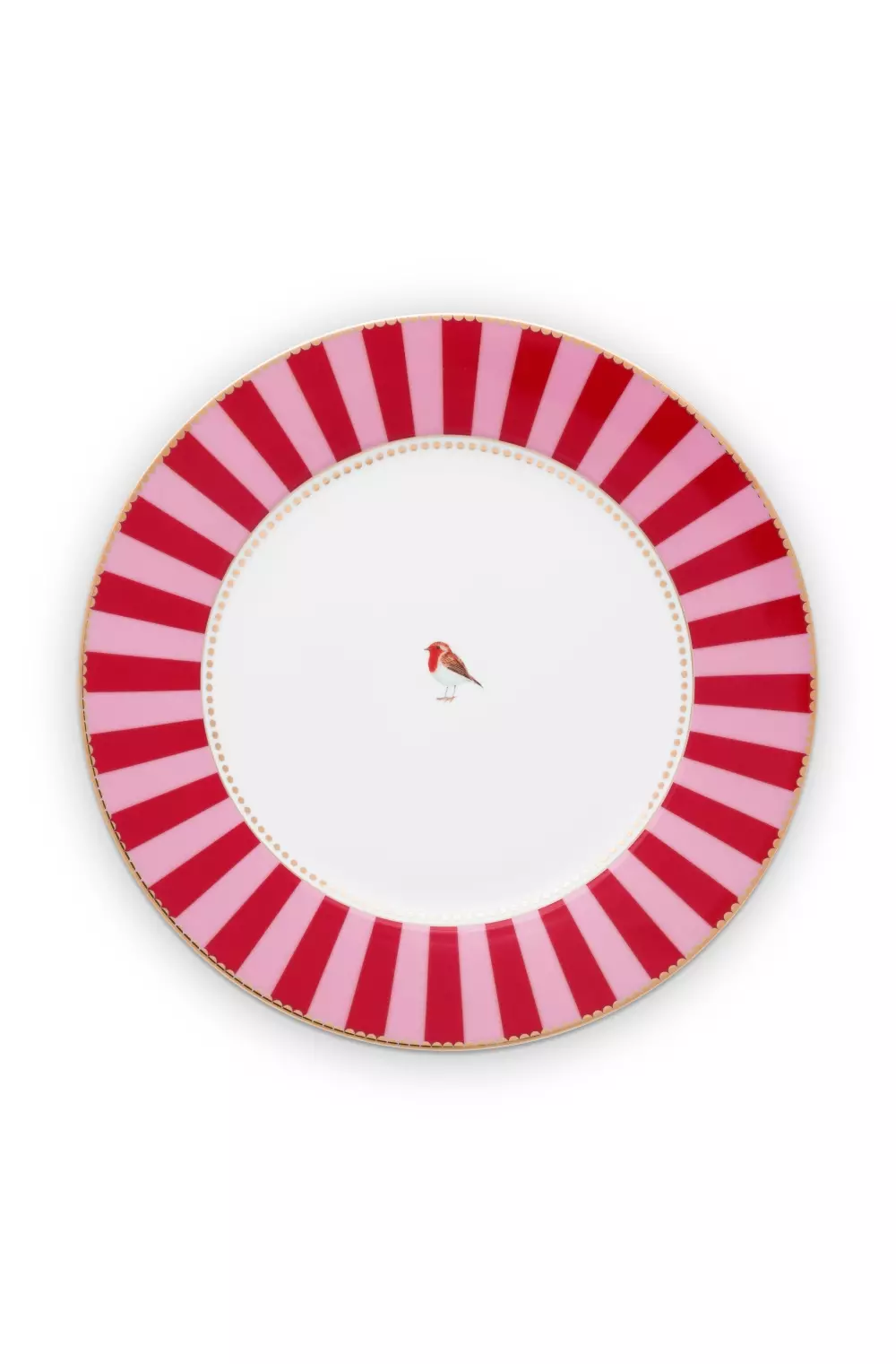 Plate Love Birds Stripes Red-Pink 26.5cm