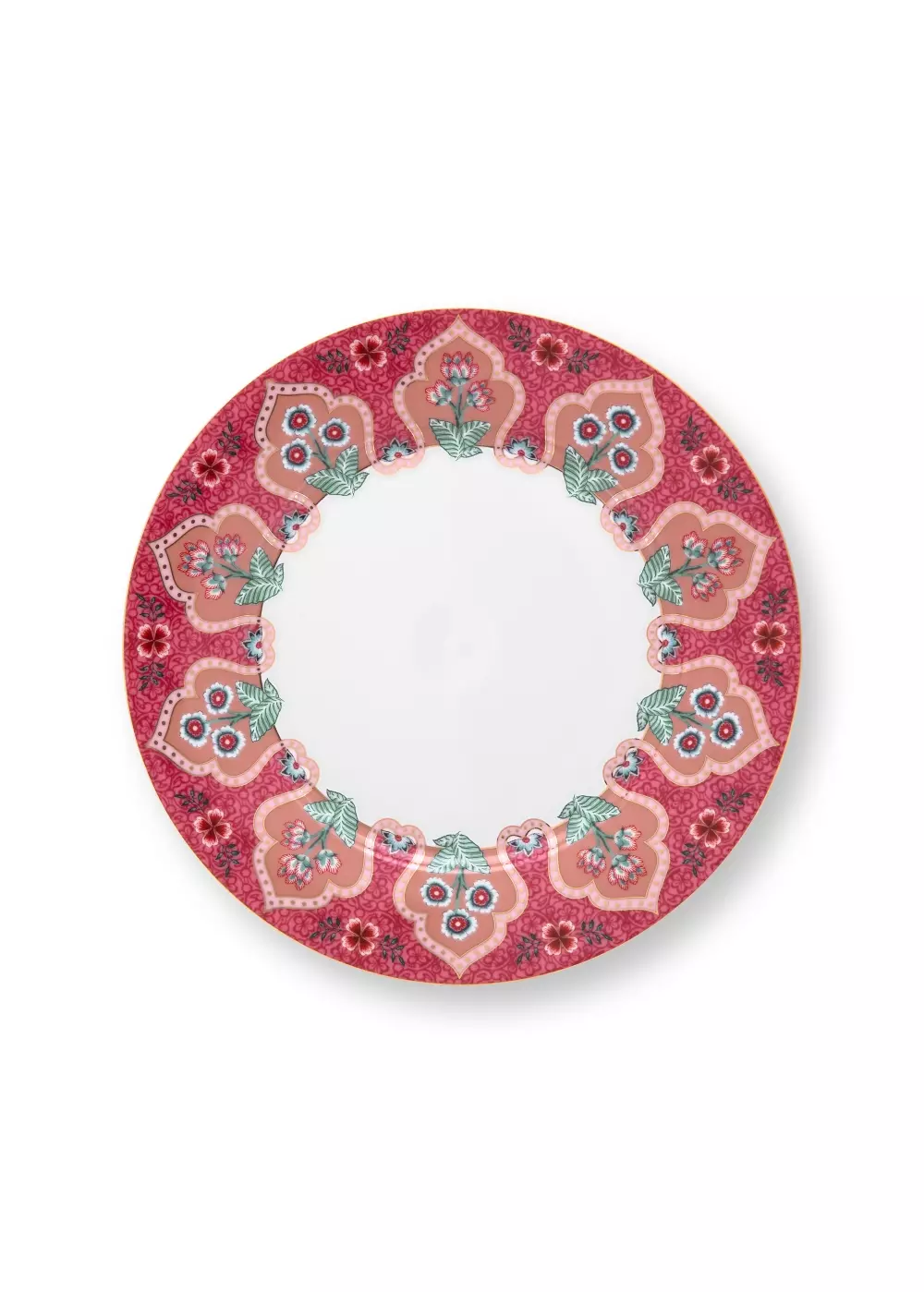 Set/4 Plates Flower Festival Deco Dark Pink 21cm