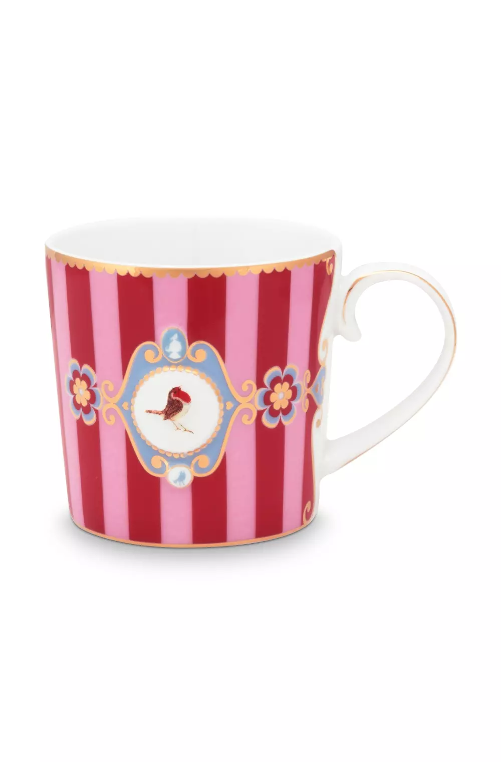 Mug Small Love Birds Medallion Stripes Red-Pink 150ml