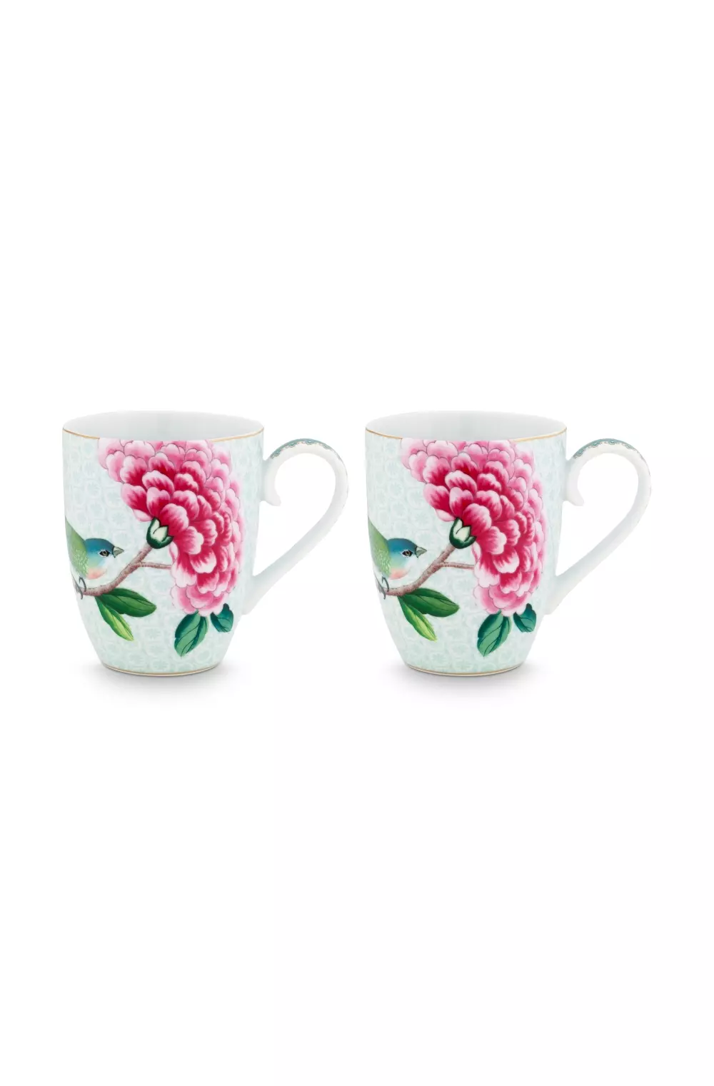 Set/2 Mugs Large Blushing Birds White 350ml