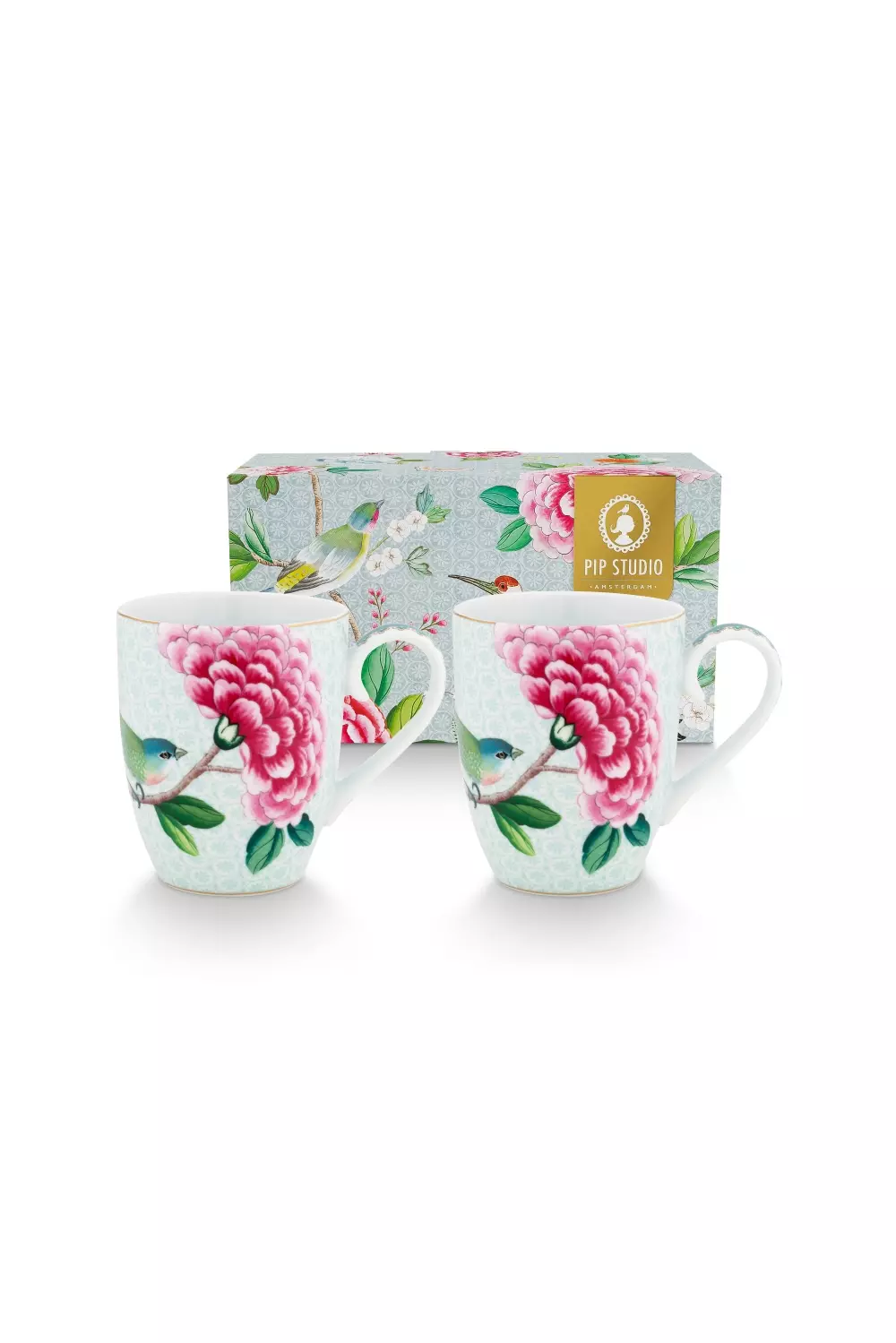 Set/2 Mugs Large Blushing Birds White 350ml