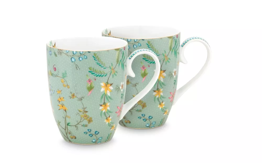 Set/2 Mugs Large Jolie Flowers Blue 350ml