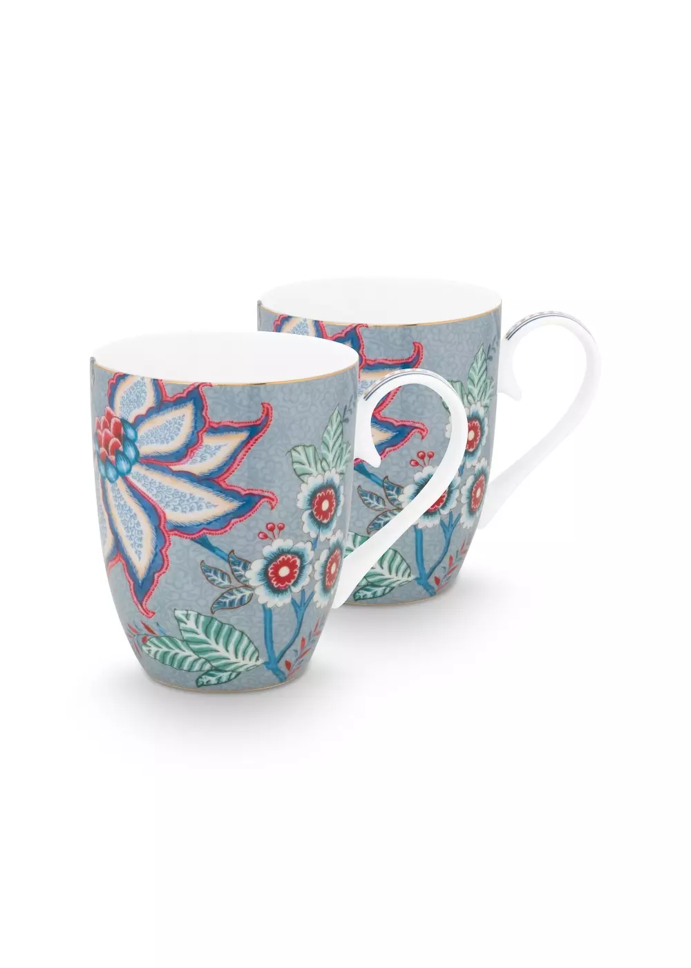 Set/2 Mugs Large Flower Festival Light Blue 350ml, 8720512745054, 51.002.313, Kjøkken, Serviser, Pip Studio, New Edition Home bv