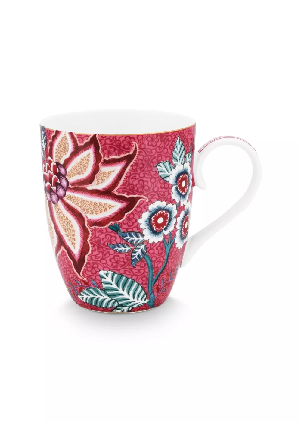 Set/2 Mugs Large Flower Festival Dark Pink 350ml, 8720604946314, 51.002.328, Kjøkken, Serviser, Pip Studio, New Edition Home bv