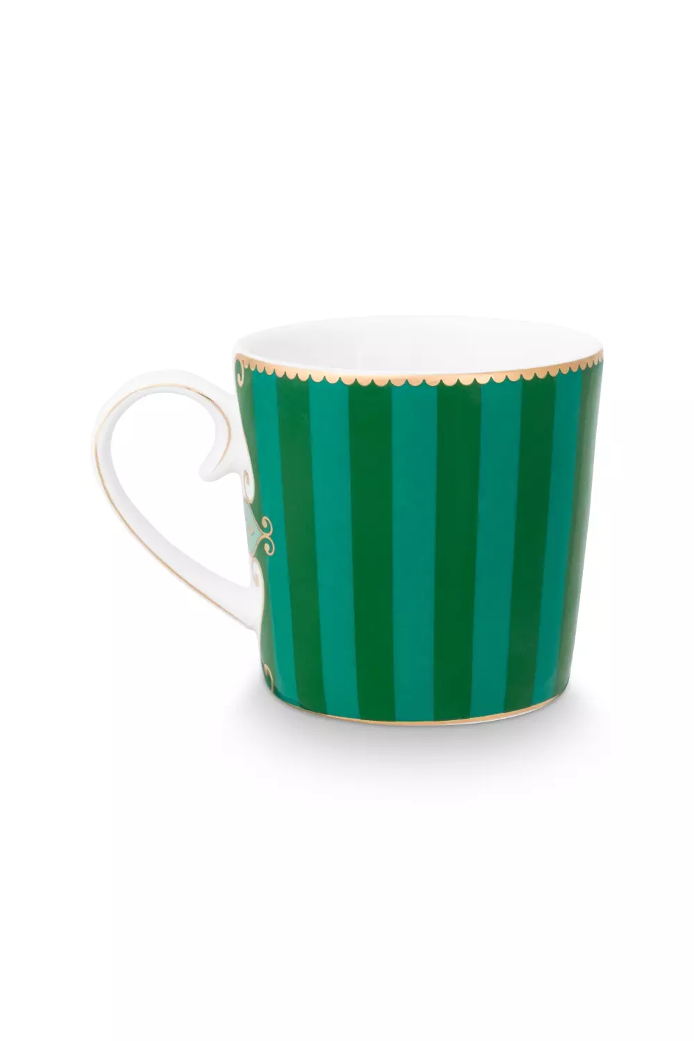 Mug Small Love Birds Medallion Stripes Emerald-Green 150ml