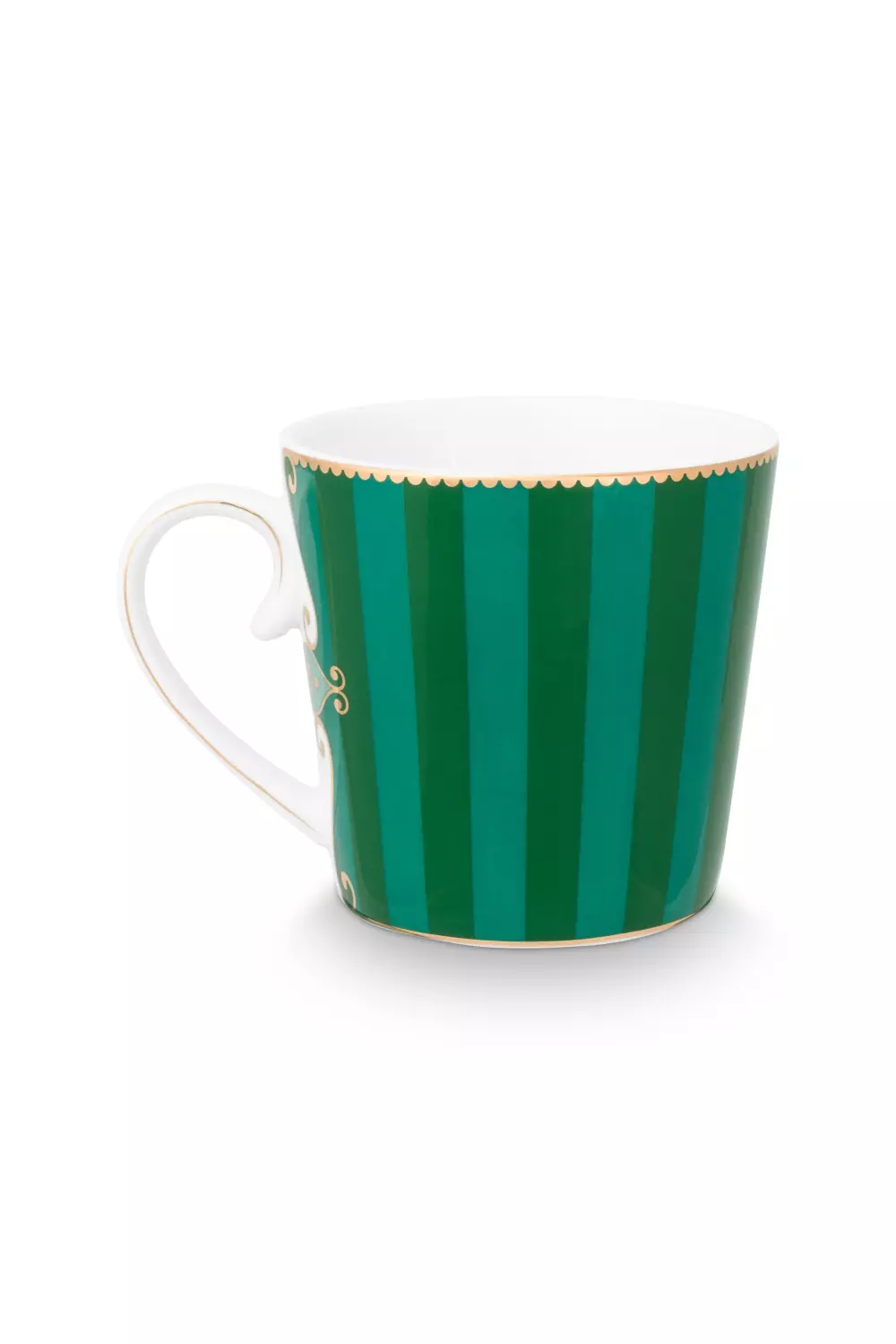 Mug Large Love Birds Medallion Stripes Emerald-Green 250ml