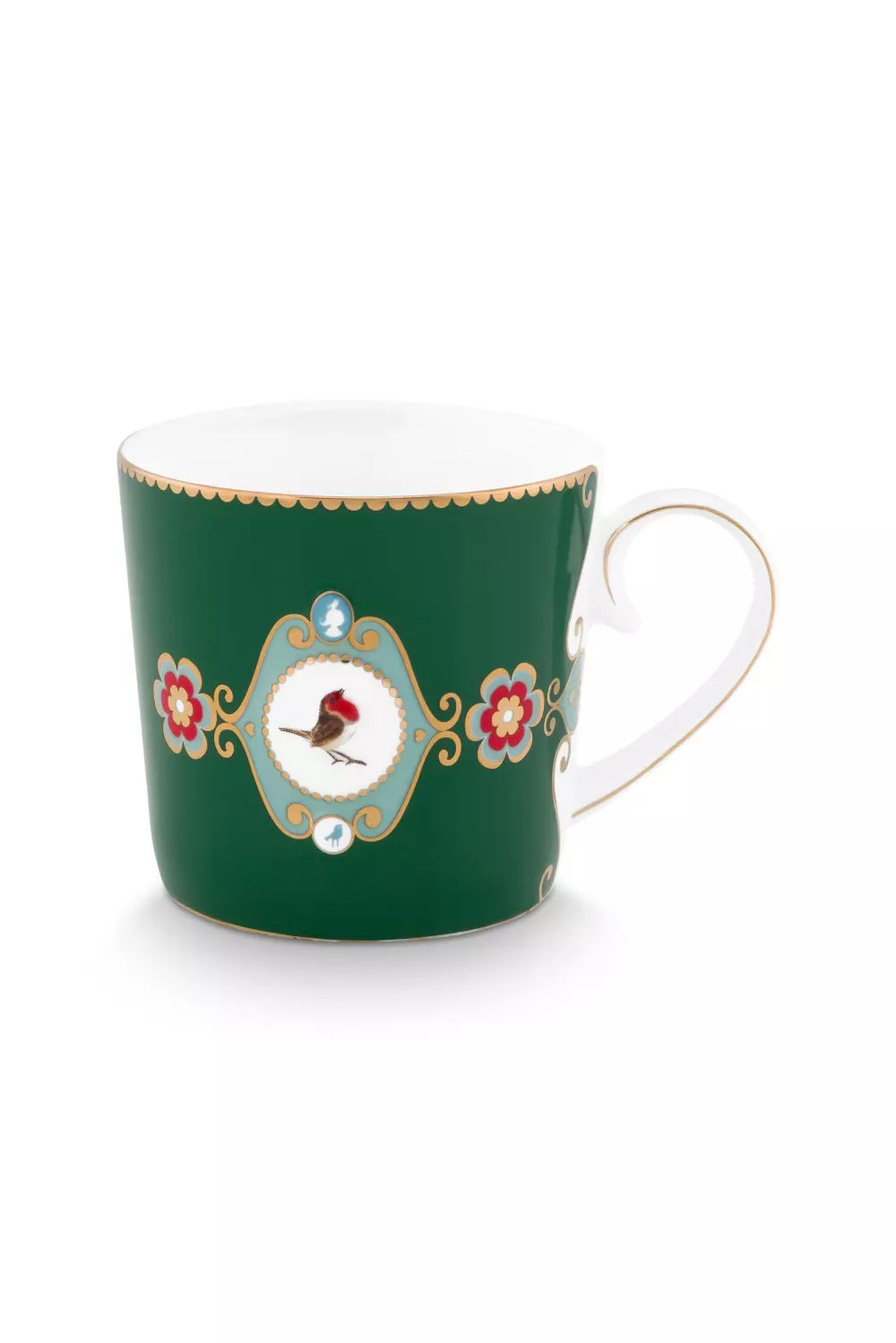 Mug Small Love Birds Medallion Dark Green 150ml