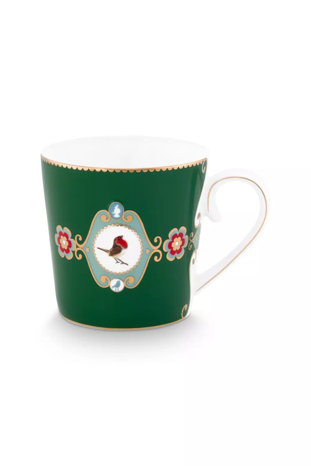 Mug Large Love Birds Medallion Dark Green 250ml