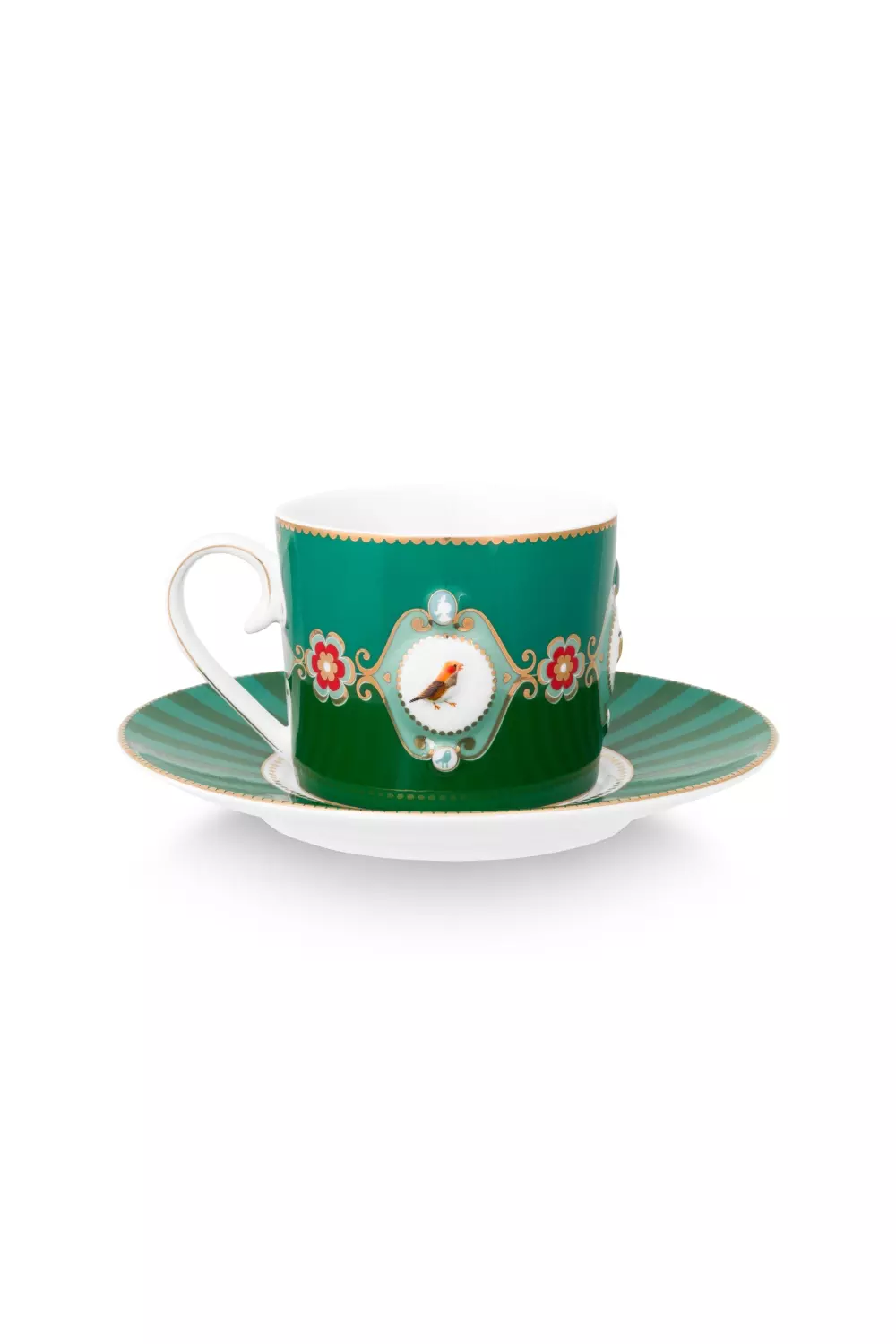 Cup & Saucer Love Birds Medallion Emerald-Green 200ml