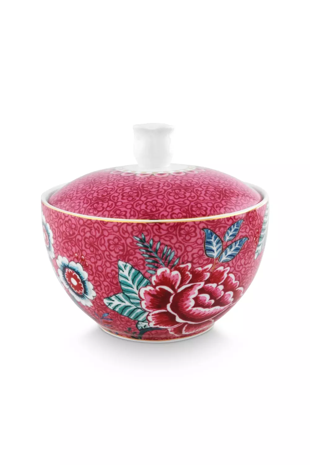 Sugar Bowl Flower Festival Dark Pink 300ml, 8720812327745, 51.008.042, Kjøkken, Serviser, Pip Studio, New Edition Home bv