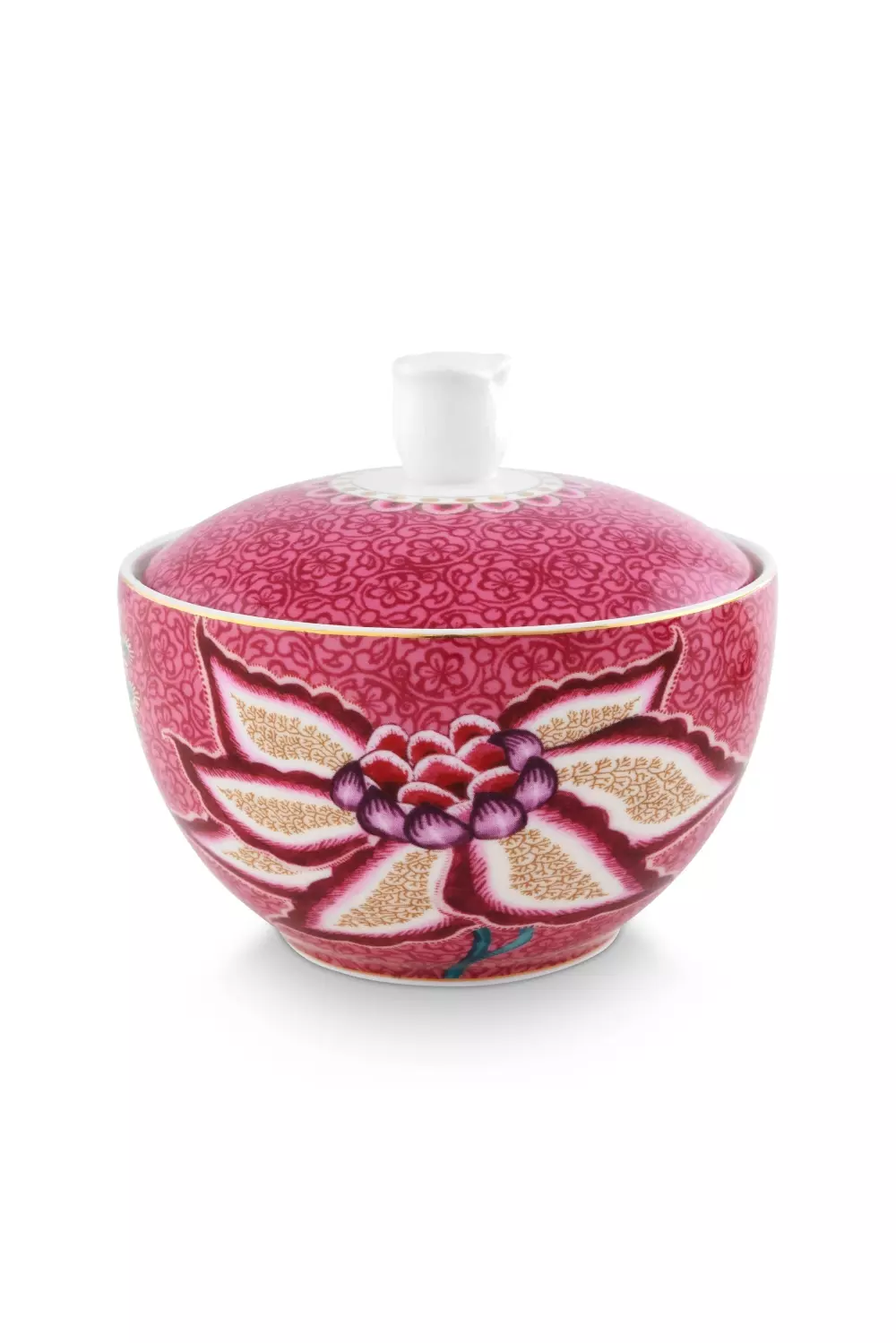 Sugar Bowl Flower Festival Dark Pink 300ml, 8720812327745, 51.008.042, Kjøkken, Serviser, Pip Studio, New Edition Home bv