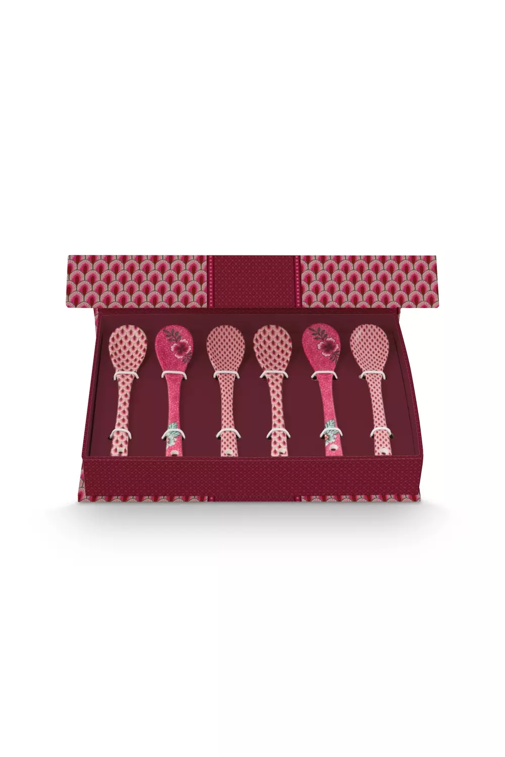 Giftset Teaspoons Oriental Flower Festival Dark Pink 13cm