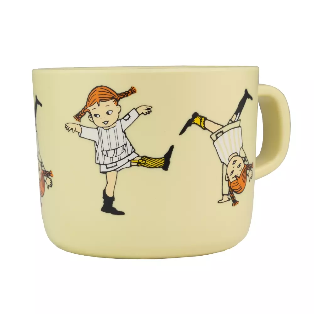 Pippi Kopp Med Håndtak Gul, 7330786055585, 5558, Kjøkken, Barn, Pippi, Rätt Start, Pippi Cirkus, Mugg med handtag, gul