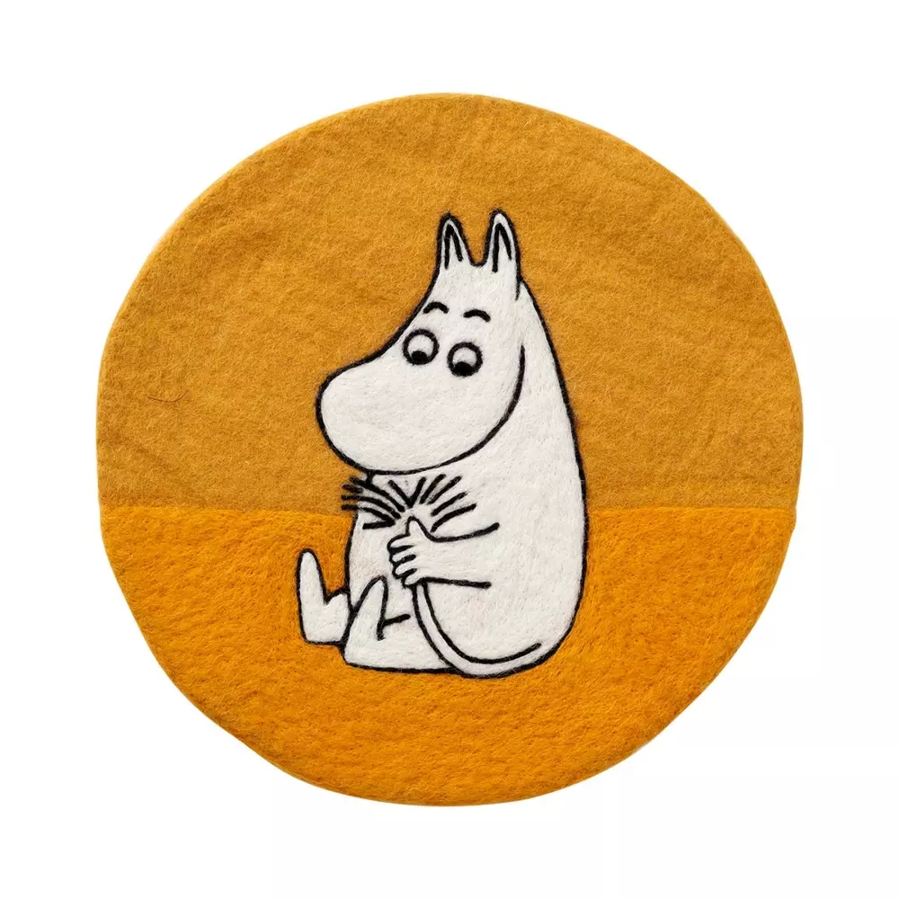 Klippan- Moomin Sitteunderlag Gul, 7340032248678, 590944, Uterom og Fritid, Sitteunderlag, Klippan Yllefabrik, Filtat sittunderlägg Moomin gul