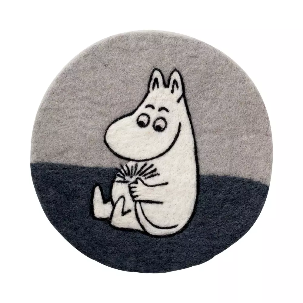 Klippan- Moomin Sitteunderlag Grå, 7340032249217, 590945, Uterom og Fritid, Sitteunderlag, Klippan Yllefabrik, Filtat sittunderlägg Moomin grå