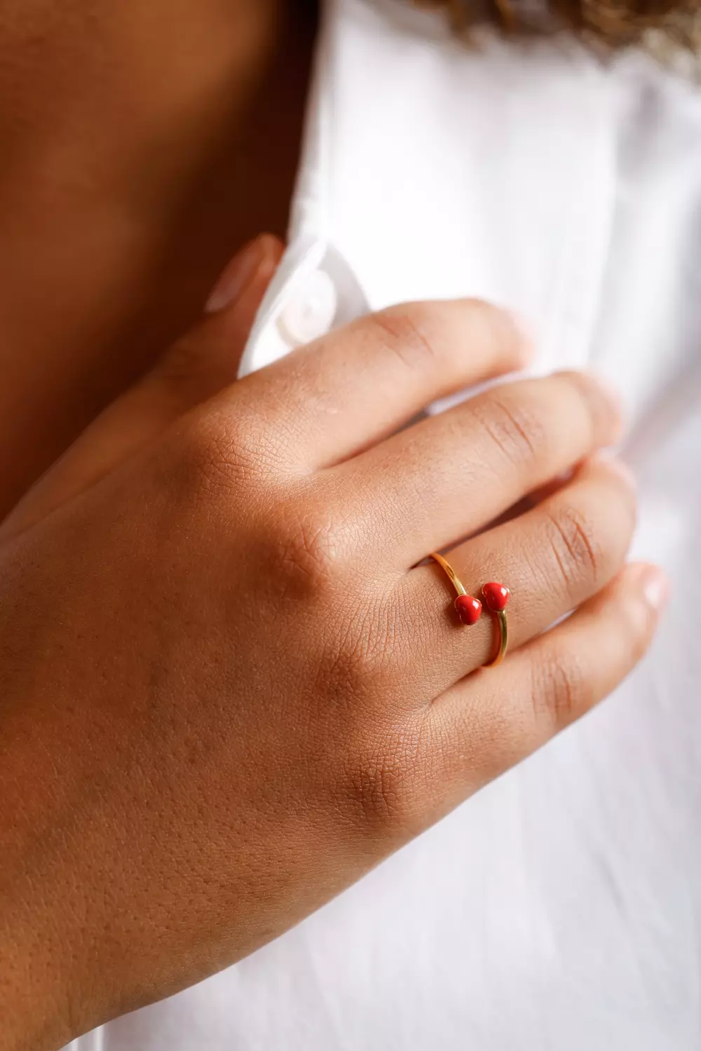 Design Letters Little Big Love Ring, 5710498197520, 90602010CORAL, Accessories, Ringer, Design Letters, Little Big Love Ring - Goldplated