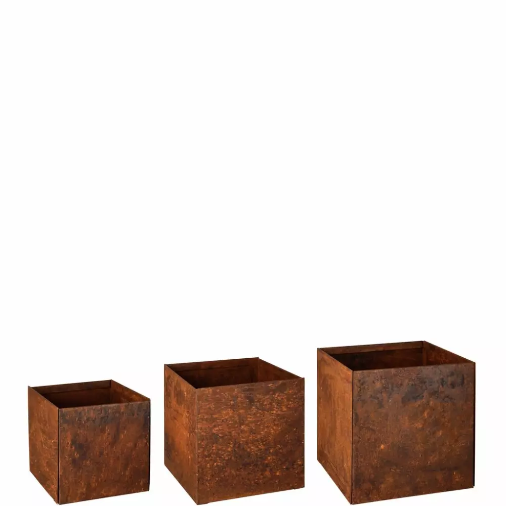 Utepotter Rust s/3 -, 7072575430110, 95095, Uterom og Fritid, Blomsterpotter, Gus Design, Consilimo, Planteringslåda rost s/3 D24,21,18 H24,21,18 cm