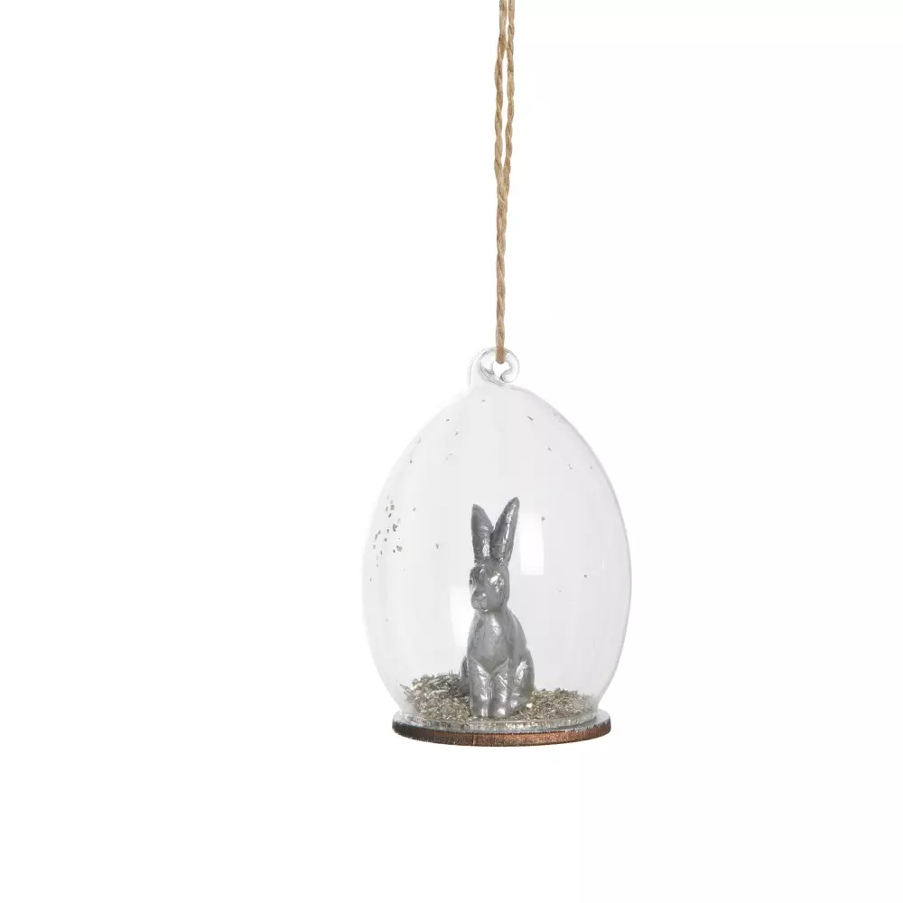 Nannia Hengende Hare Sølv, 5705764767613, A00016681, Interiør, Figurer og Dekor, Lene Bjerre, Nannia Bunny Ornament H8 cm.