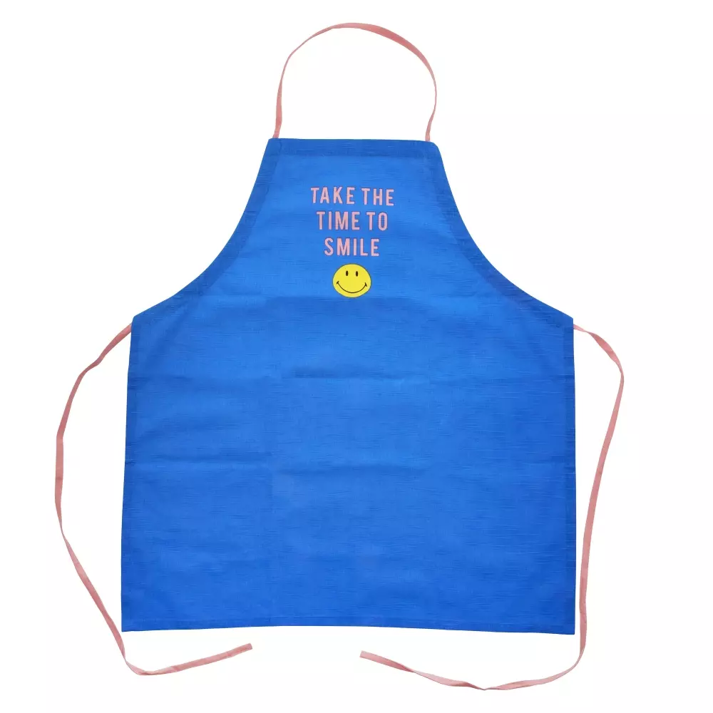 Forkle Smiley Blå, 5708315241440, APRON-SMILB, Tekstil, Kjøkkentekstiler, Rice, Cotton Apron - Blue - Smiley