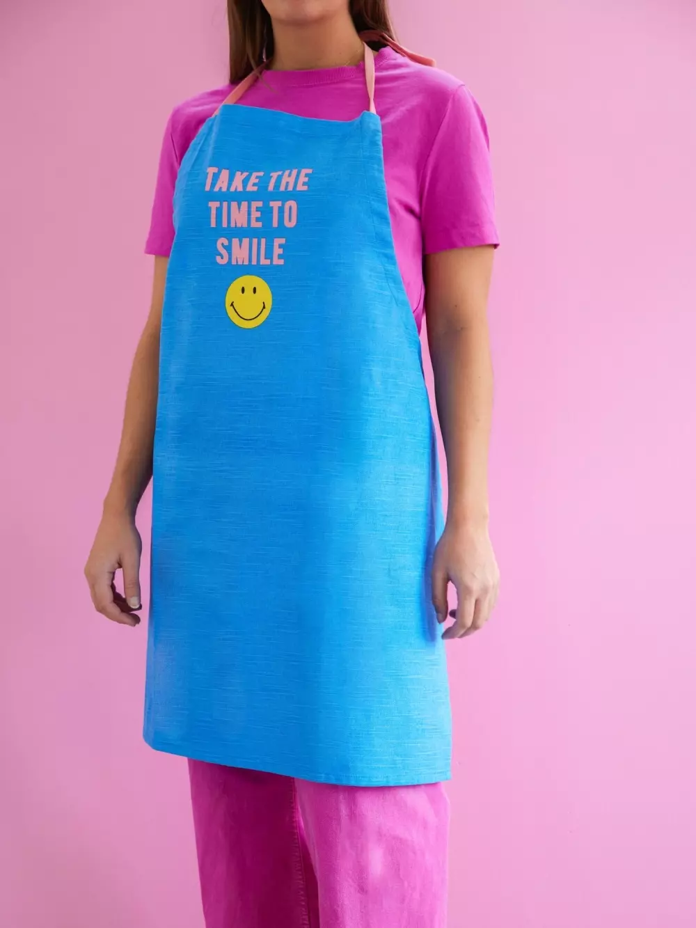 Forkle Smiley Blå, 5708315241440, APRON-SMILB, Tekstil, Kjøkkentekstiler, Rice, Cotton Apron - Blue - Smiley