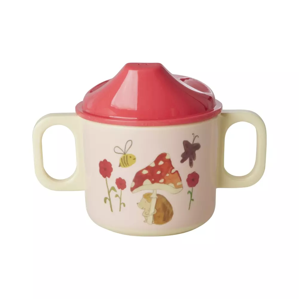 Melamin Babykopp Pink Happy Forest, 5708315257595, BABCU-2HHAFOI, Kjøkken, Barn, Rice, Melamine 2 Handle Baby Cup with Pink Happy Forest Print - 250 ml