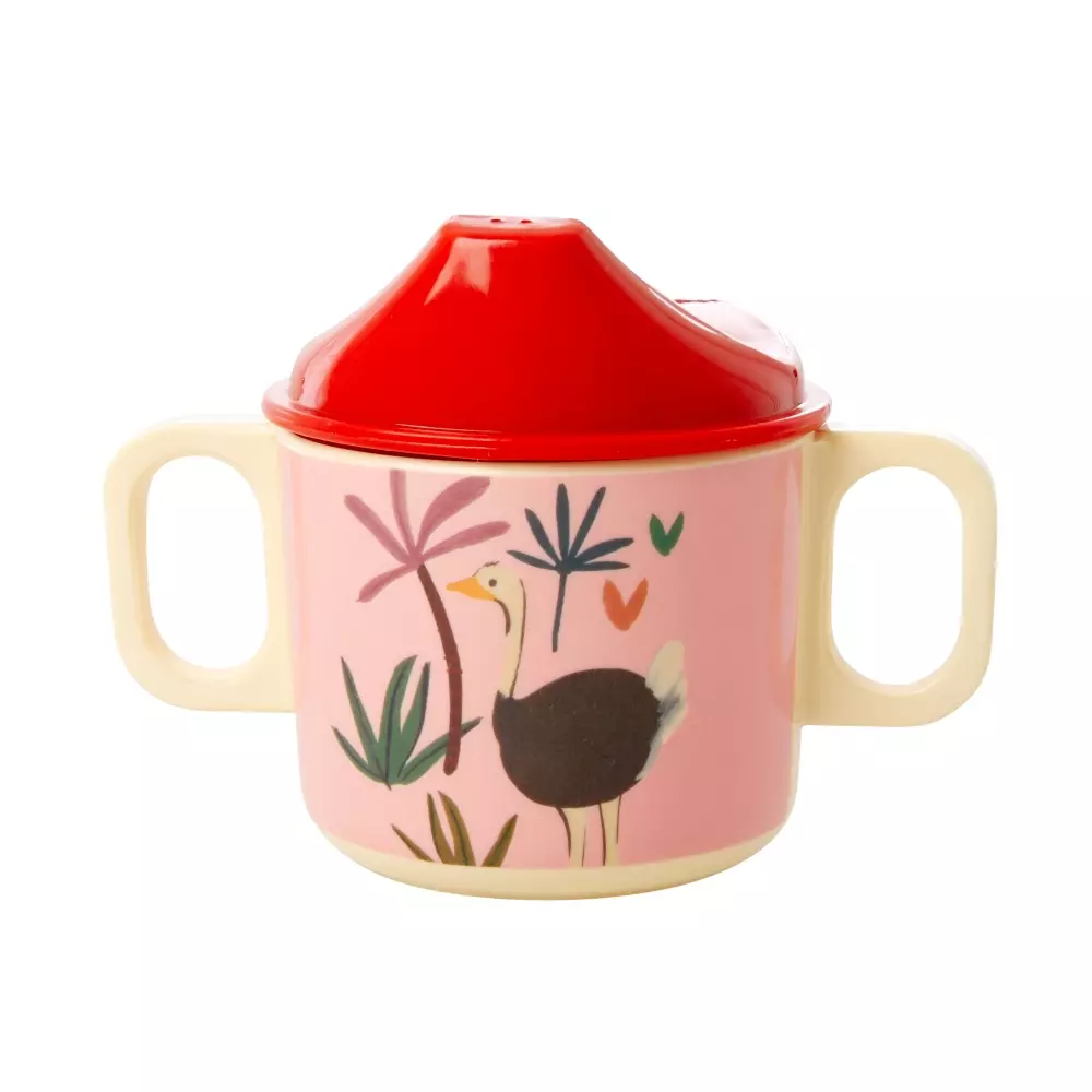 Melamin Babykopp Pink Jungle 250ml, 5708315197143, BABCU-2HJUNGI, Kjøkken, Barn, Rice, Melamine 2 Handle Baby Cup with Pink Jungle Animals Print