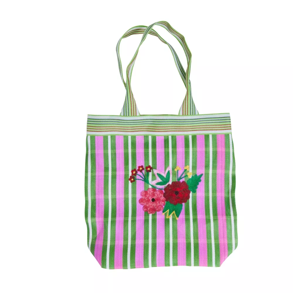 Handlenett Blomster, 5708315228717, BGPLA-EMBR, Accessories, Vesker, Rice, Medium Bag - Green