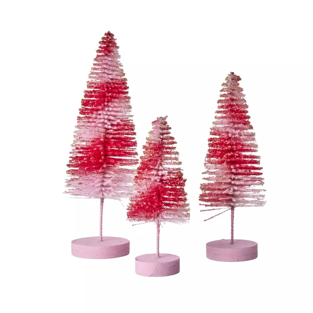 Juletre Rosa 3pk, *5708315247701*, BOTRE-XMASI, Interiør, Diverse Interiør, Rice, Bottle Brush Christmas Tree - Set of 3 in Pink