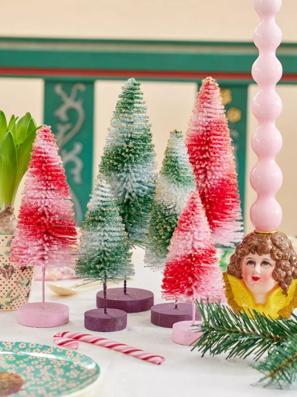 Juletre Rosa 3pk, *5708315247701*, BOTRE-XMASI, Interiør, Diverse Interiør, Rice, Bottle Brush Christmas Tree - Set of 3 in Pink