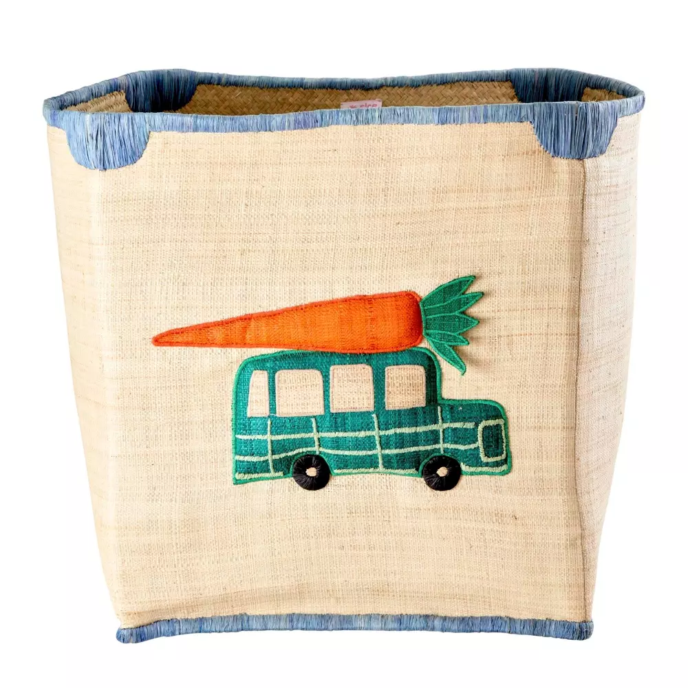 Raffia Kurv Van & Carrot, 5708315216516, BSTOY-CARL, Interiør, Barn, Rice, Raffia Baskets with Van and Carrot - Large