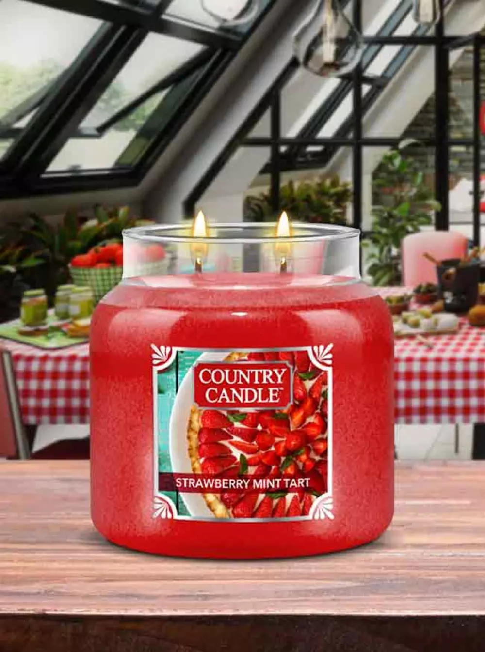 Country Candle Duftlys Medium Strawberry, 846853075150, CC-0090-000989, Interiør, Duft, Country Candle, House of Månsson, Doftljus Country Candle Mellan-Strawberry Mint Tart