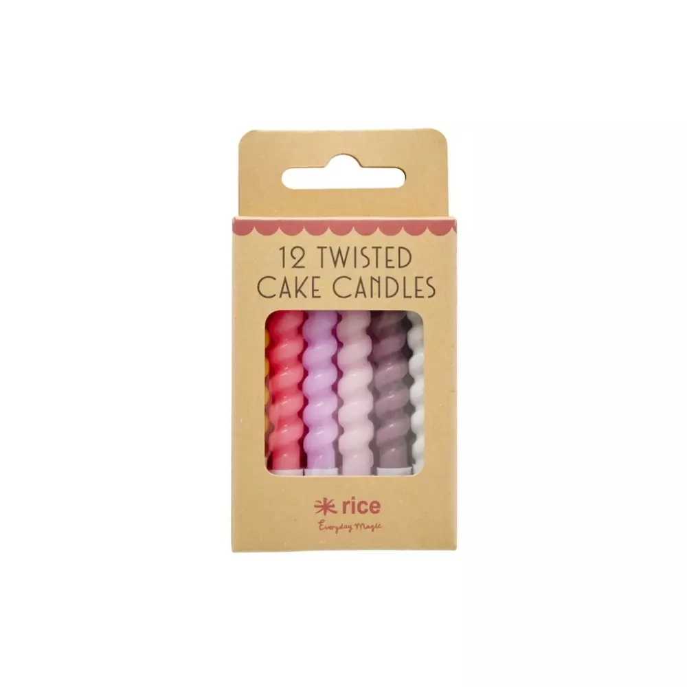 Kakelys Twisted Rosa 12pk, 5708315227284, CDCAK-TWISTG, Party, Kakepynt, Rice, Twisted Cake Candle 12 pcs. - Pinkish Color Design