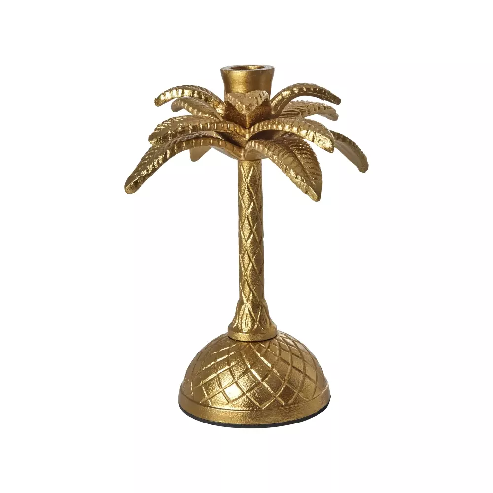 Lysestake Gullpalme H24, 5708315245950, CDHOL-PALML, Interiør, Lysestaker, Rice, Golden Palm Tree Shaped Metal Candle Holder - Large