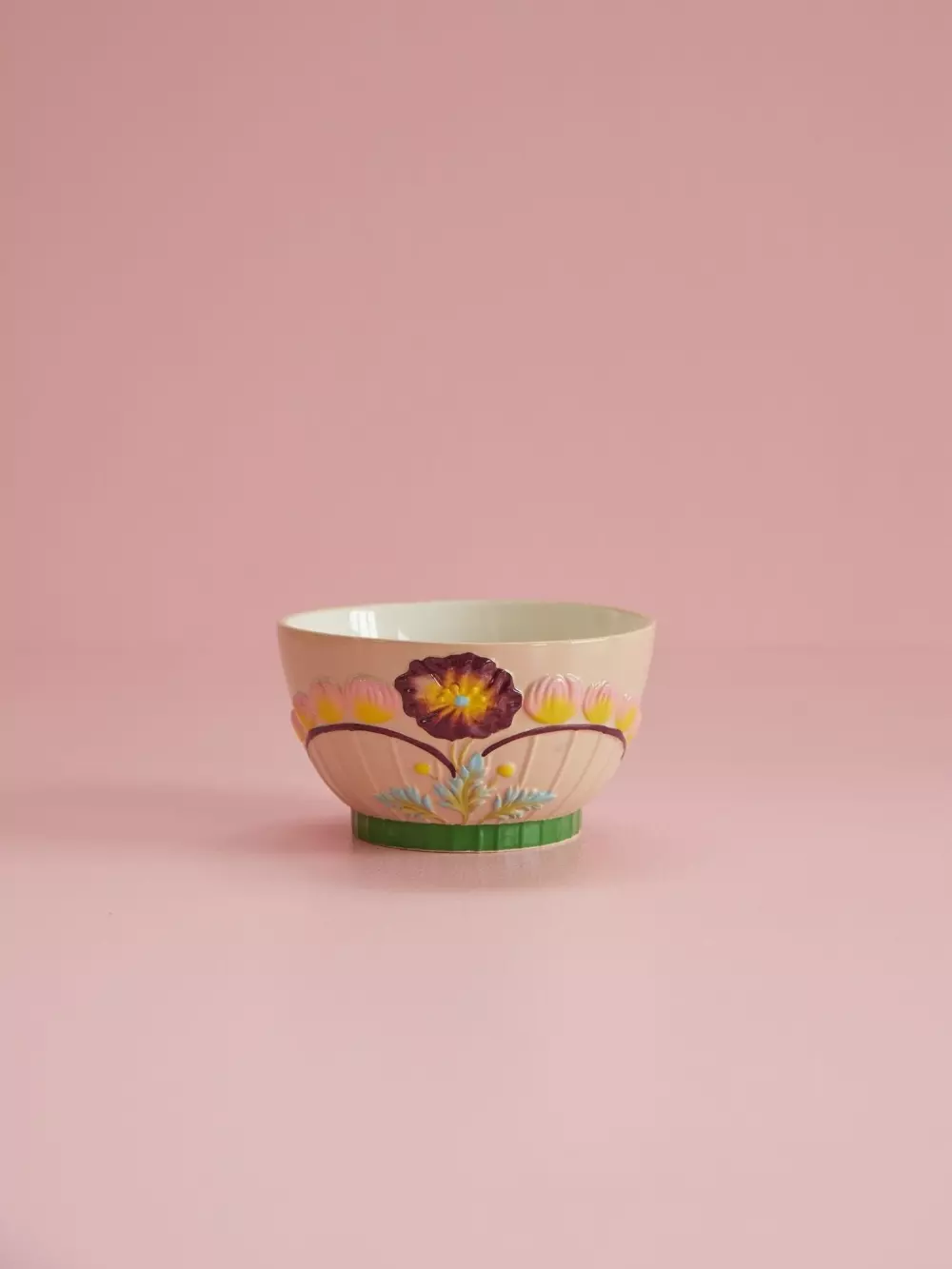 Keramikkbolle Med Blomstermotiv, 5708315248029, CEBWL-EMSS, Kjøkken, Skåler og Ildfaste Former, Rice, Ceramic Bowl with Embossed Flower Design - Soft Sand - 600 ml