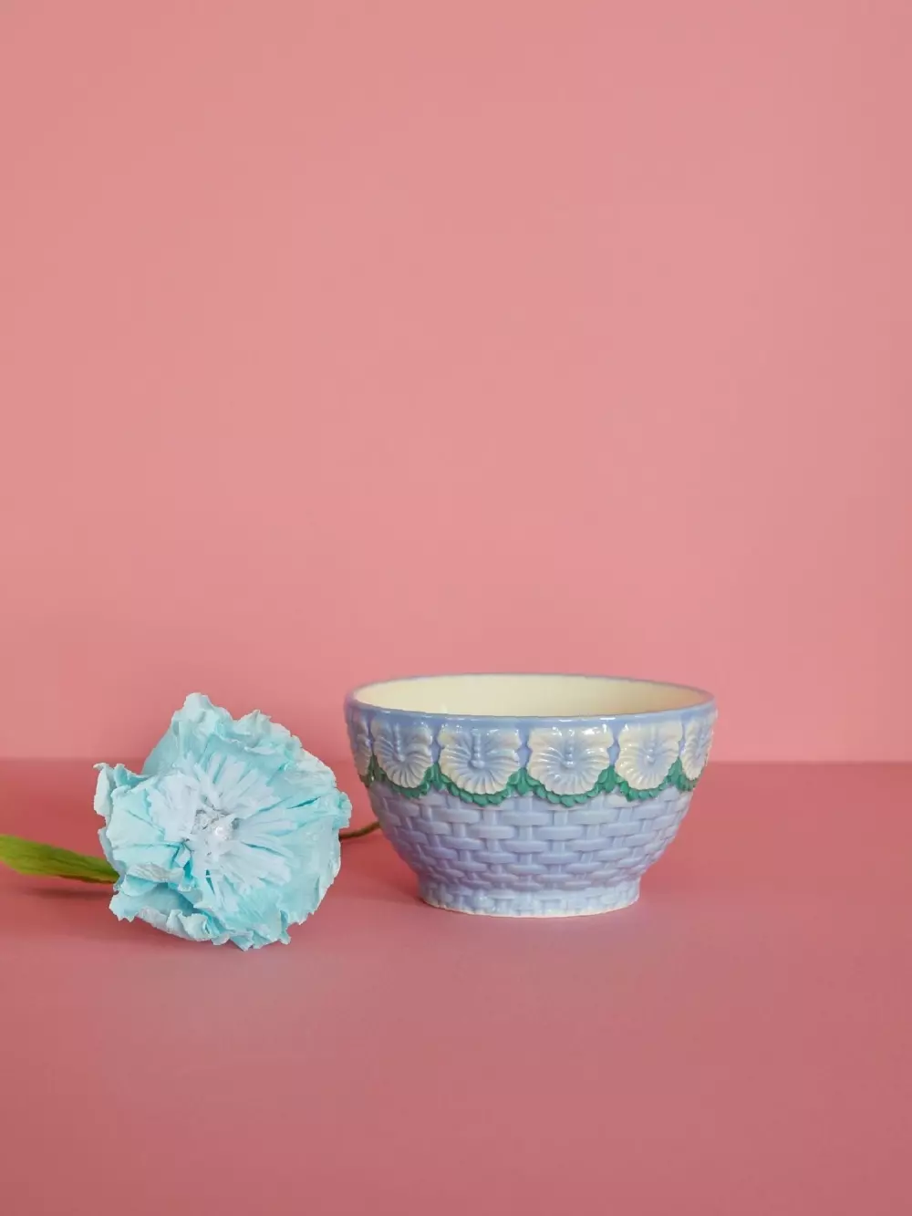 Keramikkbolle Med Blomstermotiv Blå, 5708315212761, CEBWL-SEMBL, Kjøkken, Skåler og Ildfaste Former, Rice, Ceramic Bowl with Embossed Flower Design - Blue - Small - 250 ml