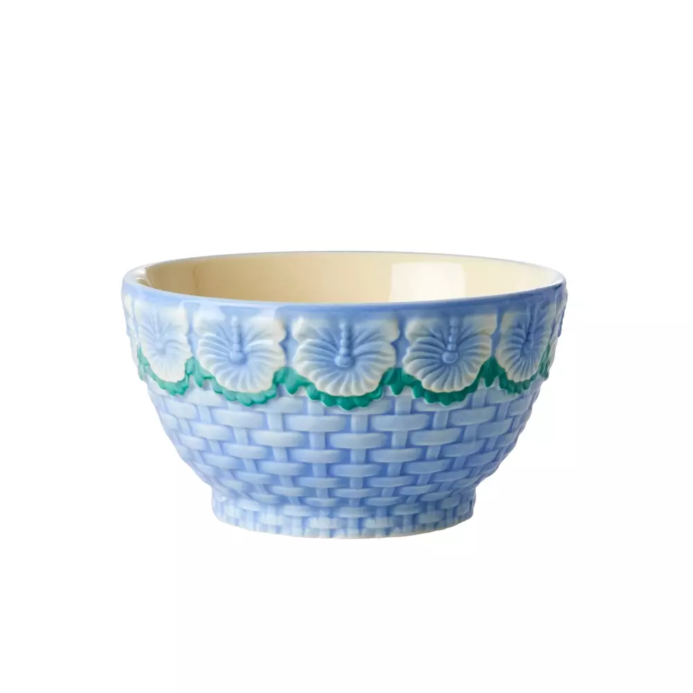 Keramikkbolle Med Blomstermotiv Blå, 5708315212761, CEBWL-SEMBL, Kjøkken, Skåler og Ildfaste Former, Rice, Ceramic Bowl with Embossed Flower Design - Blue - Small - 250 ml