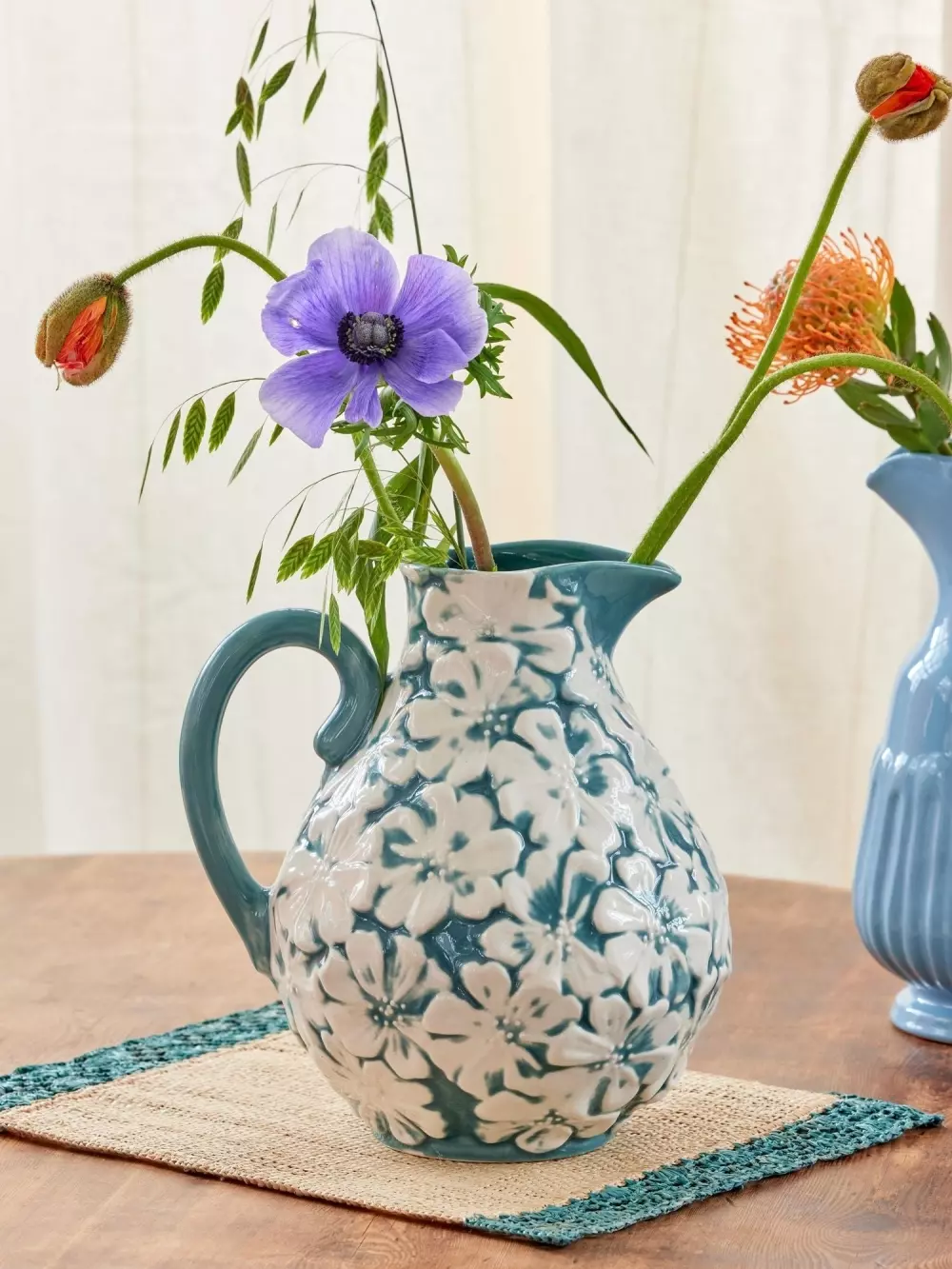 Keramisk Blomstermugge Grønn 4,5L, 5708315258417, CEJUG-FLOWG, Kjøkken, Mugger og Karafler, Rice, Ceramic Flower Jug in Green - 4,5 L.