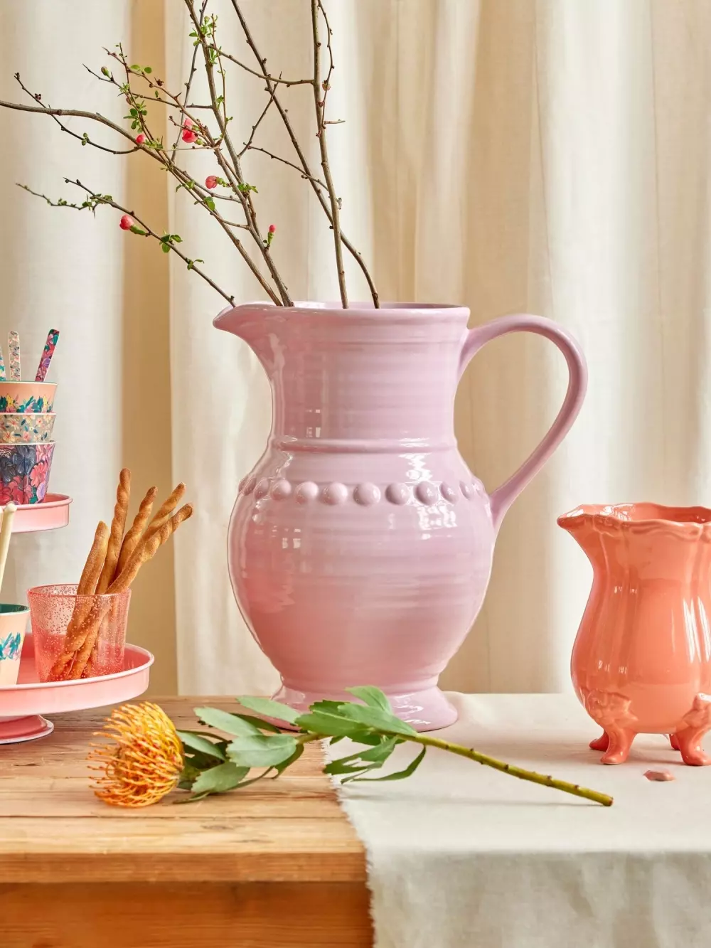 Keramisk Mugge Lys Rosa 7.9L, 5708315260458, CEJUG-XLSI, Kjøkken, Mugger og Karafler, Rice, Ceramic Jug in Soft Pink - 7,9 L. - Extra Large