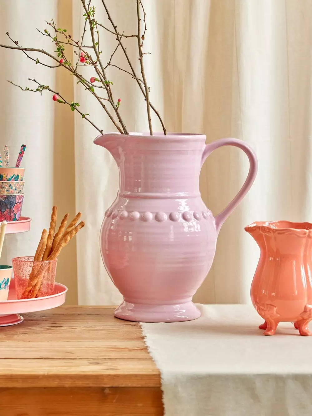 Keramisk Mugge Lys Rosa 7.9L, 5708315260458, CEJUG-XLSI, Kjøkken, Mugger og Karafler, Rice, Ceramic Jug in Soft Pink - 7,9 L. - Extra Large