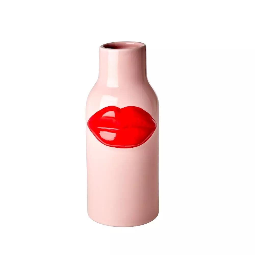 Red Lips Vase H25, 5708315203462, CEVAS-LLIP, Interiør, Vaser, Rice, Ceramic Vase with Red Lips - Large