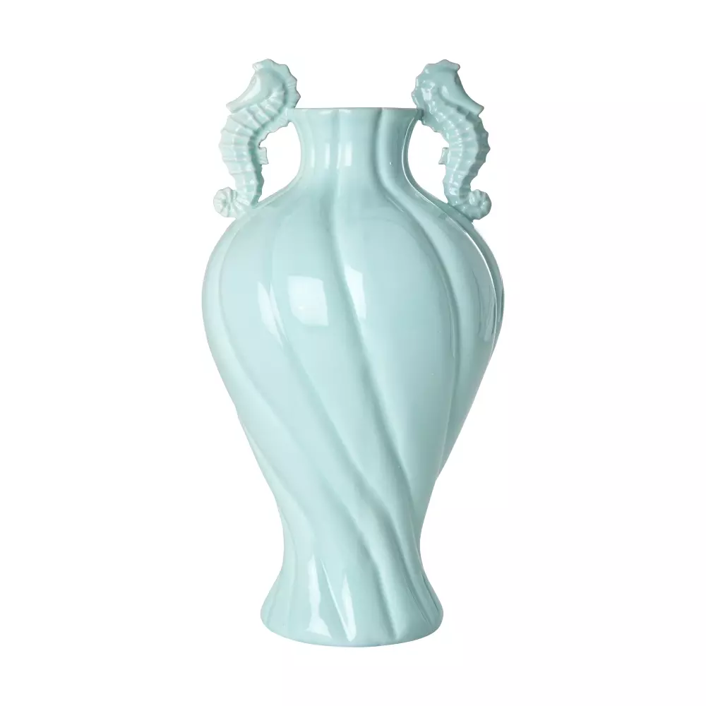 Keramikkvase Havhest Mint, 5708315253603, CEVAS-LSEA, Interiør, Vaser, Rice, Ceramic Vase with Seahorse Decorations in Mint