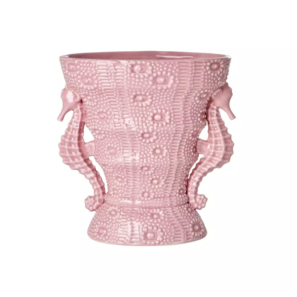 Keramikkvase Havhest Rosa, 5708315253610, CEVAS-SEAHI, Interiør, Vaser, Rice, Ceramic Vase with Seahorse Decorations in Pink