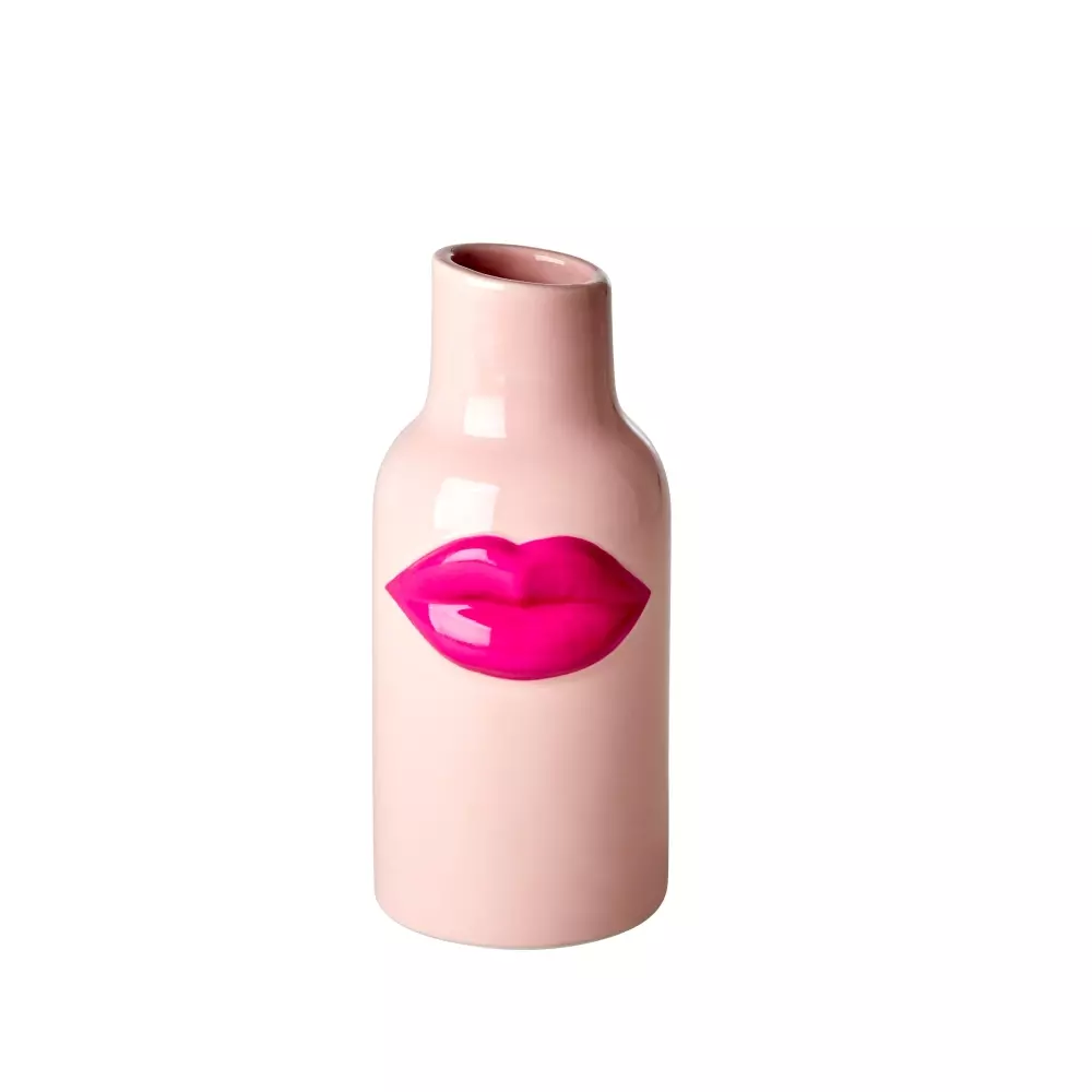 Red Lips Vase H20, 5708315203479, CEVAS-SLIP, Interiør, Vaser, Rice, Ceramic Vase with Fuchsia Lips - Small
