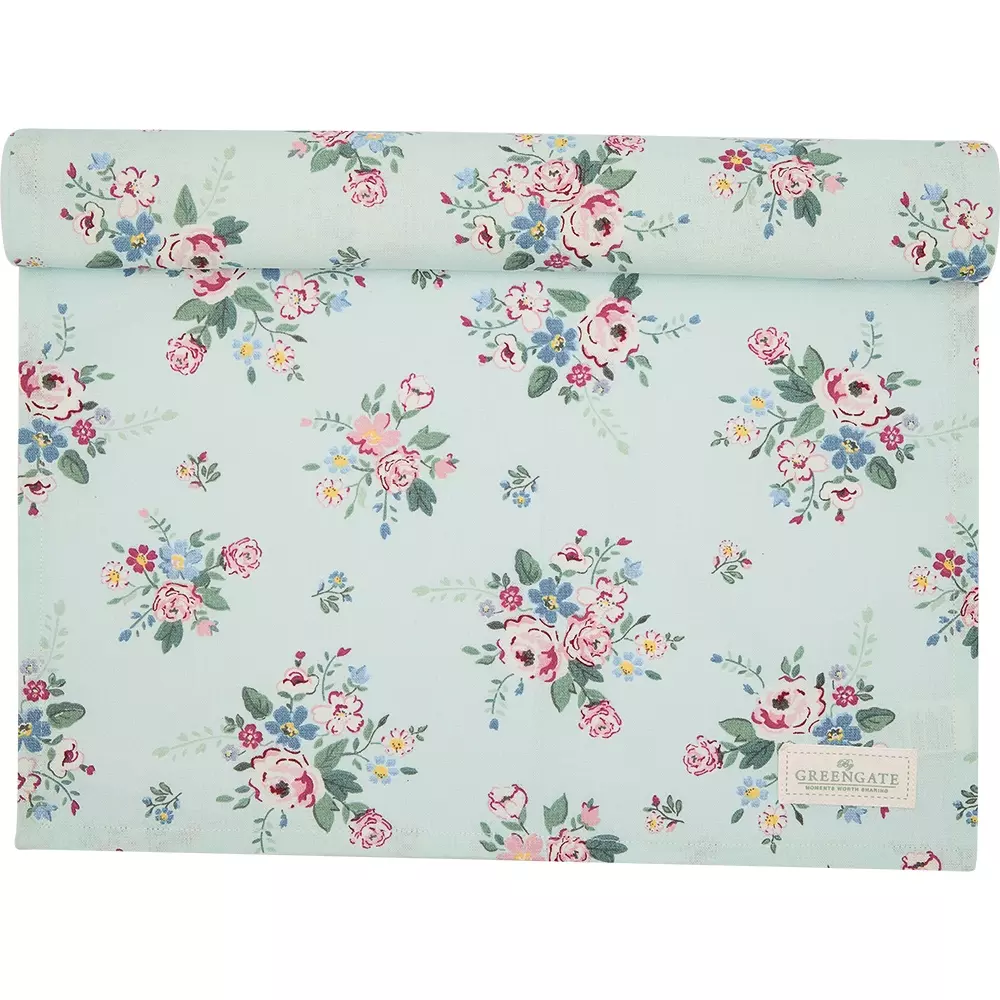 Løper Inge-Marie Mint, 5707463478432, COTTAR140INM3404, Tekstil, Brikker og Løpere, GreenGate, Table runner Inge-Marie mint