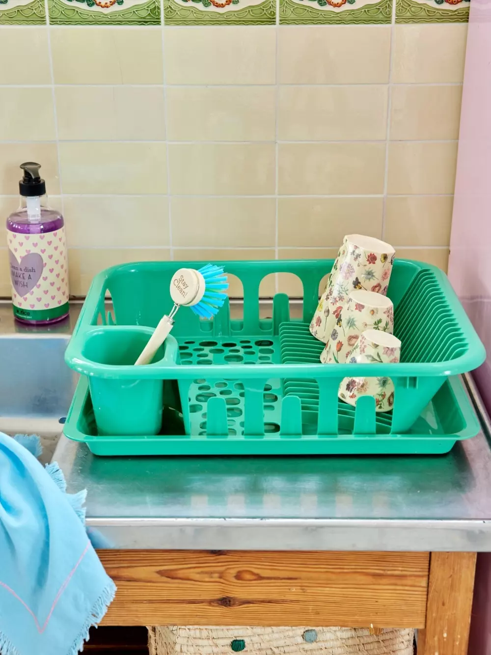 Oppvaskstativ Grønn, 5708315251333, DIHOL-G, Kjøkken, Renhold, Rice, Dish Drainer with Cutlery Holder in Green