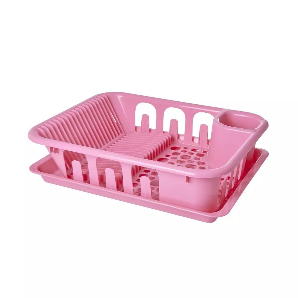 Oppvaskstativ Rosa, 5708315251340, DIHOL-I, Kjøkken, Renhold, Rice, Dish Drainer with Cutlery Holder in Pink