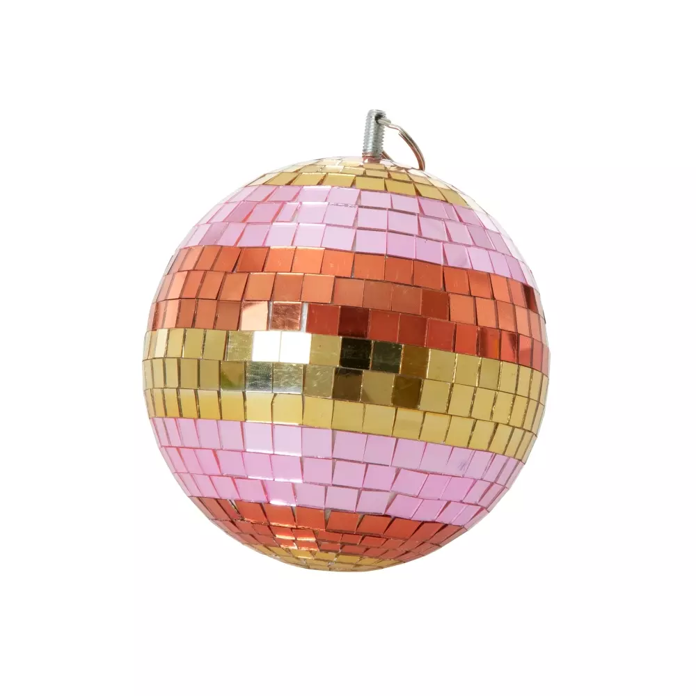 Discokule Striper M, 5708315209730, DISCO-MAW21GO, Interiør, Diverse Interiør, Rice, Disco Ball with Stripes and Gold - Medium