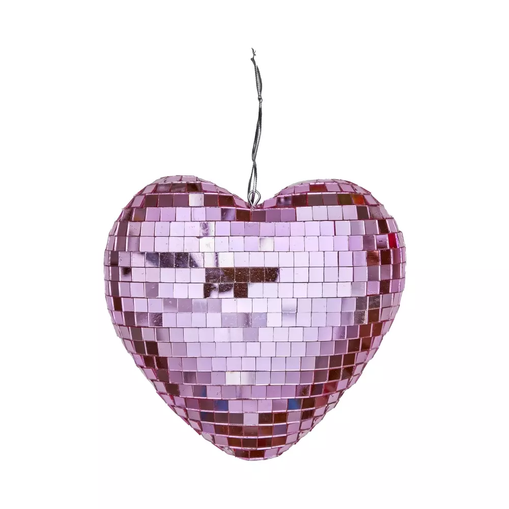 Discokule Hjerte Rosa M, 5708315258455, DISCO-MHEA, Interiør, Diverse Interiør, Rice, Disco Ball in Heart Shape - Soft Pink - Medium